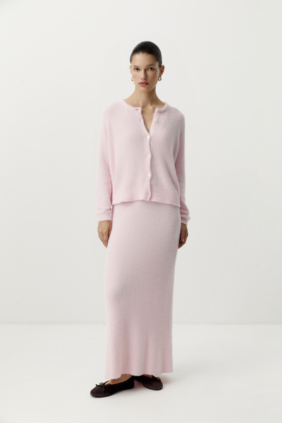 Юбка макси из пушистой пряжи (светло-розовый) (M/L) 