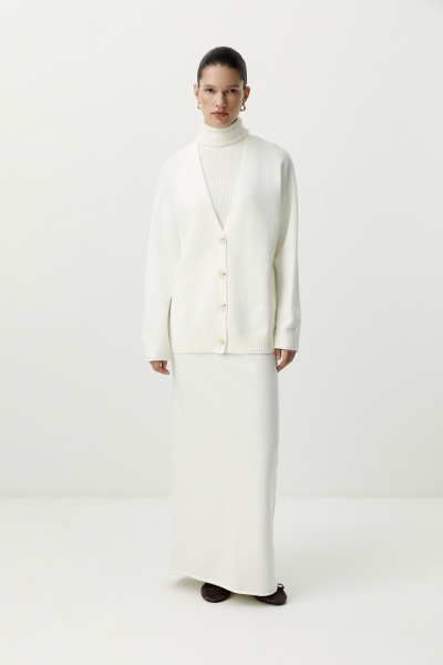 Кардиган удлиненный базовый (молочный) (M/L) 