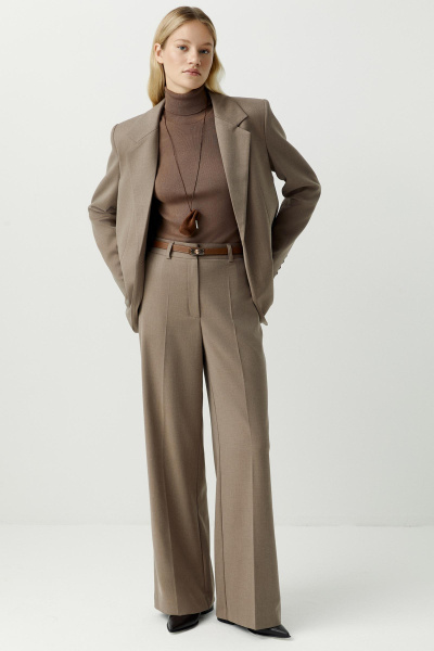 Брюки из костюмной ткани (светло-коричневый меланж) (XS) 