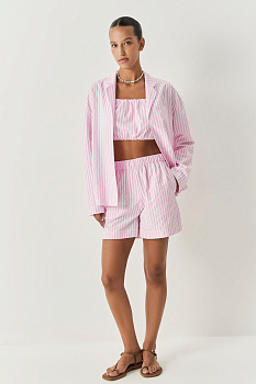 Шорты с имитацией гульфика в полоску (розовый)