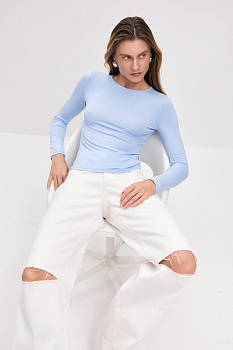 Лонгслив базовый из вискозы (голубой)