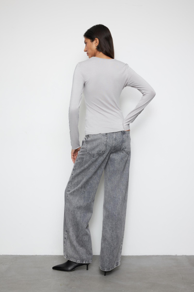 Лонгслив с декоративными швами (M, серый) 2775