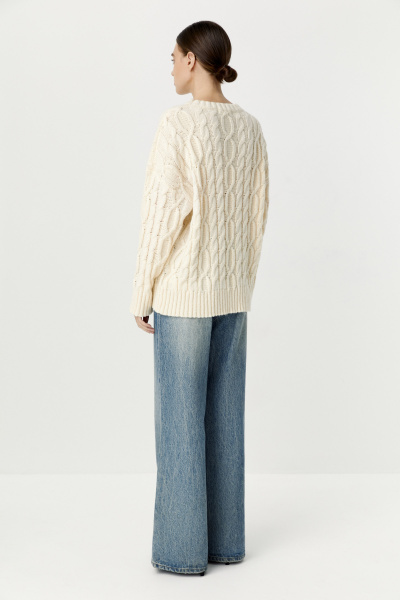 Джемпер с косами базовый (кремовый) (XS) 