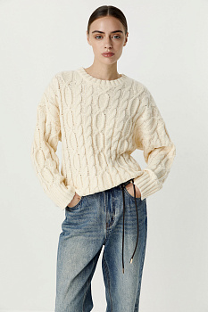 Джемпер с косами базовый (кремовый)
