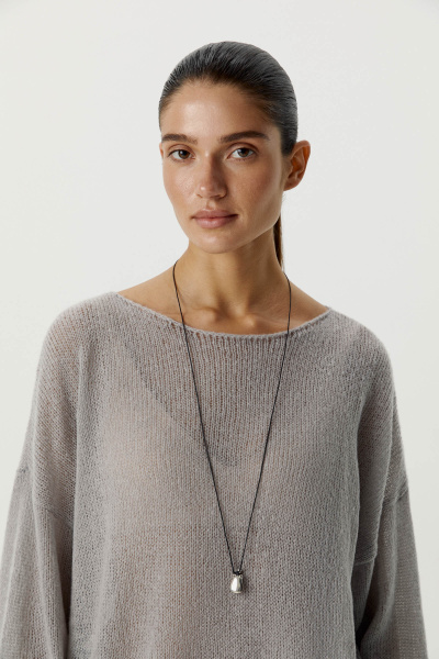 Джемпер ажурной вязки (M/L, светло-серый)