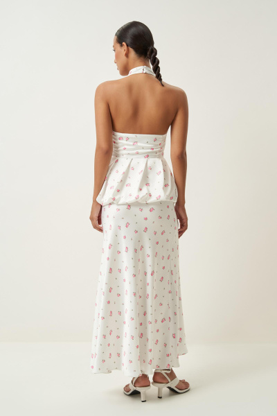 Юбка макси с принтом (XS, молочный)