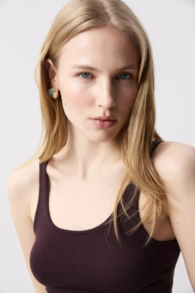 Топ с глубоким вырезом (Шоколадный) (M) 