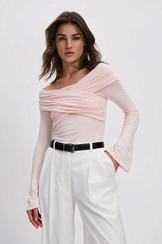 Лонгслив с расклешенными рукавами (кремовый)