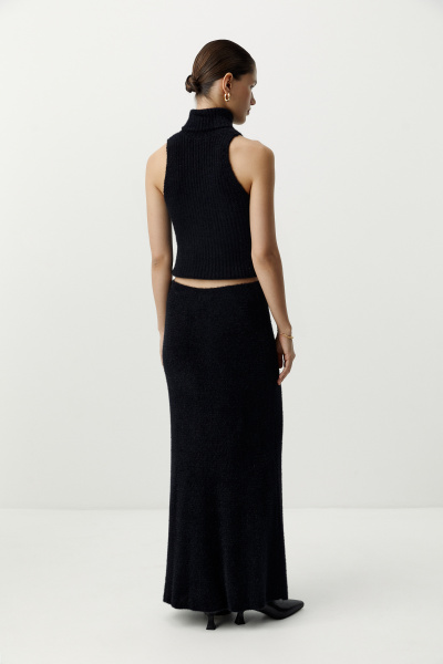 Юбка макси из пушистой пряжи (черный) (M/L) 