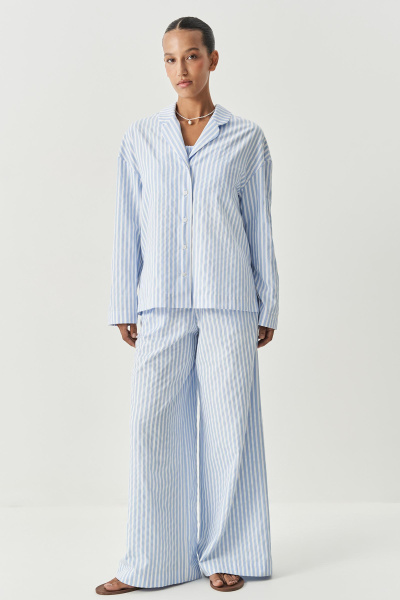 Брюки полоска с гульфиком (голубой) (S)