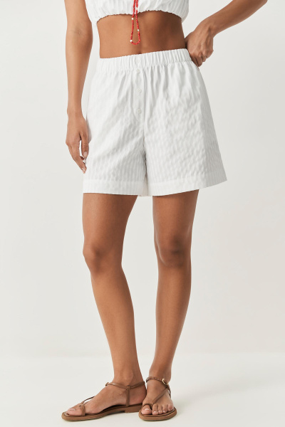 Шорты с имитацией гульфика в полоску (белый) (M) 