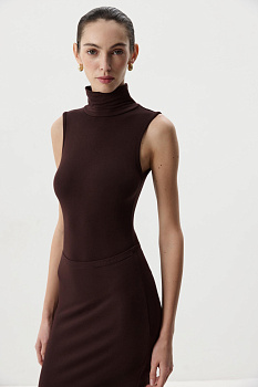 Боди  с воротником-стойкой (Шоколадный)