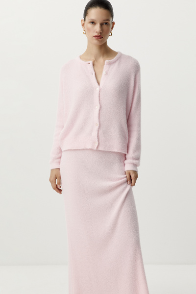 Юбка макси из пушистой пряжи (светло-розовый) (M/L) 