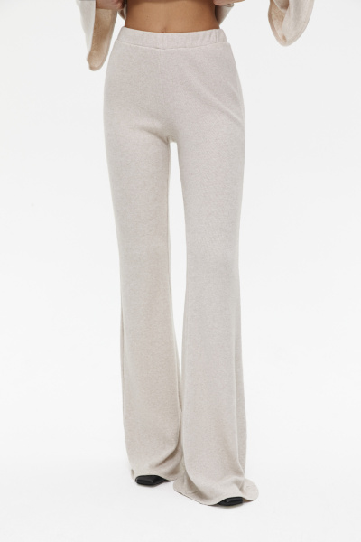 Брюки клеш трикотажные (XS, бежевый)