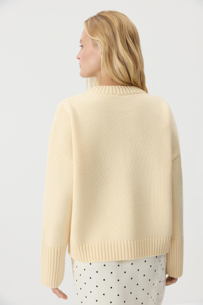 Джемпер из шерсти мериноса с круглым вырезом (Сливочный) (one size) 