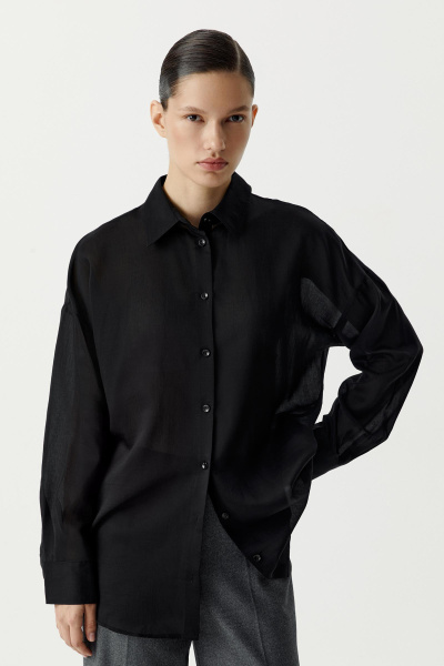 Блуза из полупрозрачной ткани (черный) (XS/S) 