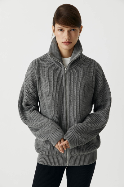 Кардиган на молнии из хлопка (серый) (M/L) 