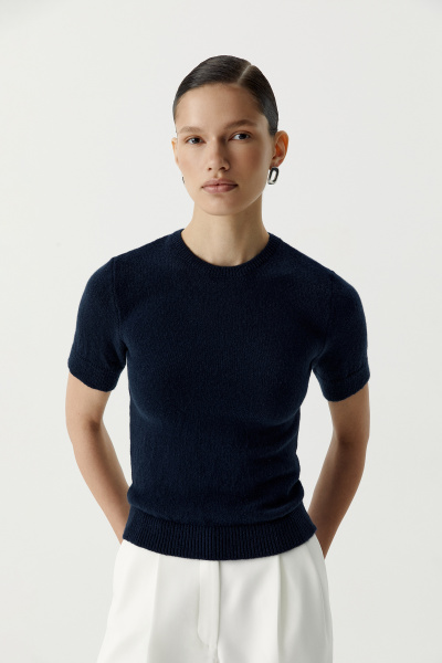 Футболка вязаная базовая (темно-синий) (L) 