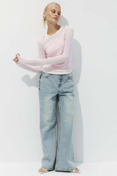 Джинсы с высокой посадкой/Denim pants with high waist (27/S, светло-голубой/light blue) 2869