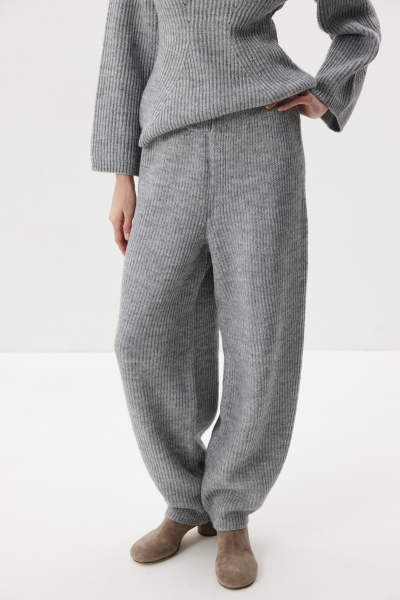Брюки O-силуэта с шерстью (серый меланж) (one size) 