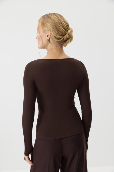 Лонгслив с декоративным узлом  (горький шоколад) (M) 