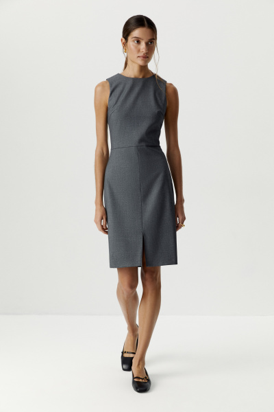 Платье-футляр без рукавов (темно-серый меланж) (XS) 