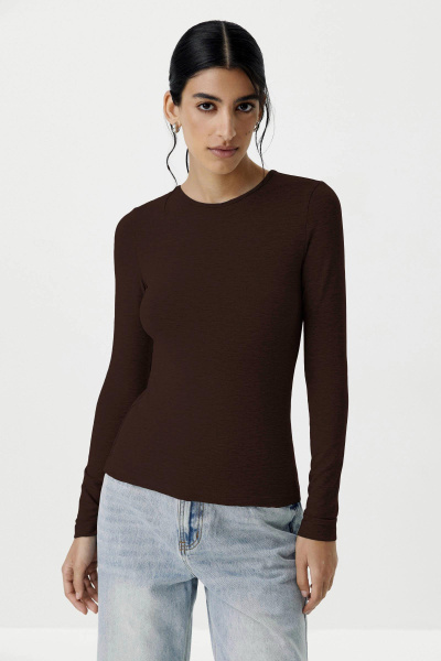 Лонгслив базовый из вискозы (коричневый) (M) 