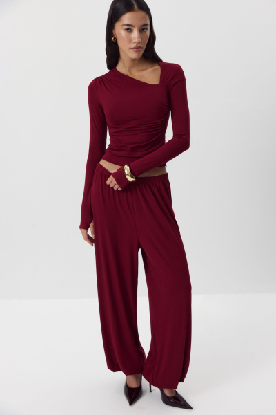 Джоггеры из вискозы (бордовый) (M/L) 