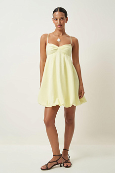 Платье баллон на лямках (желтый)