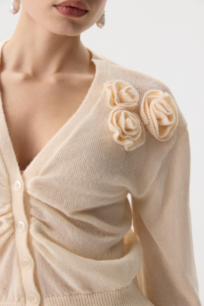 Кардиган с декоративной сборкой (кремовый) (M) 