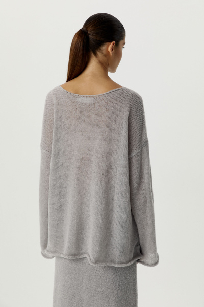 Джемпер ажурной вязки (M/L, светло-серый)