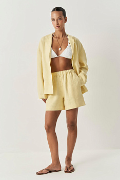 Шорты с пуговицами изо льна (желтый)