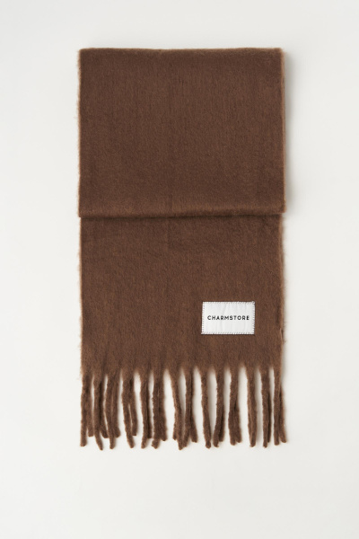 Шарф объемный с бахромой (коричневый) (one size)