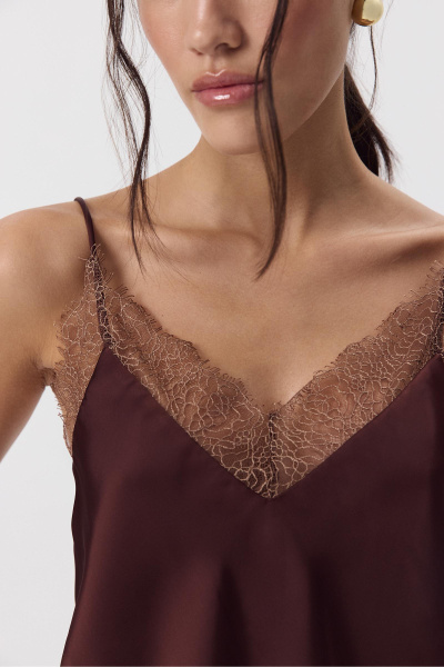 Топ с кружевом (Шоколадный) (M) 