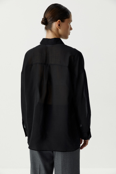 Блуза из полупрозрачной ткани (черный) (XS/S) 