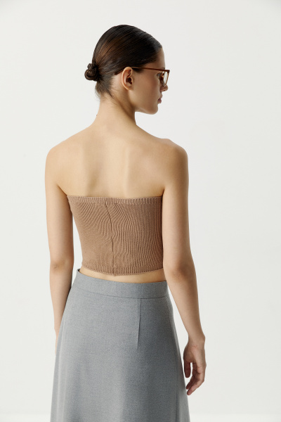 Топ бандо вязаный (бежевый) (XS/S) 