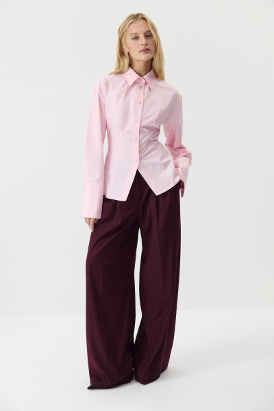 Рубашка приталенная из хлопка (розовый) (M/L) 