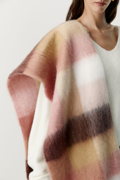 Шарф объемный в клетку (розовый) (one size) 