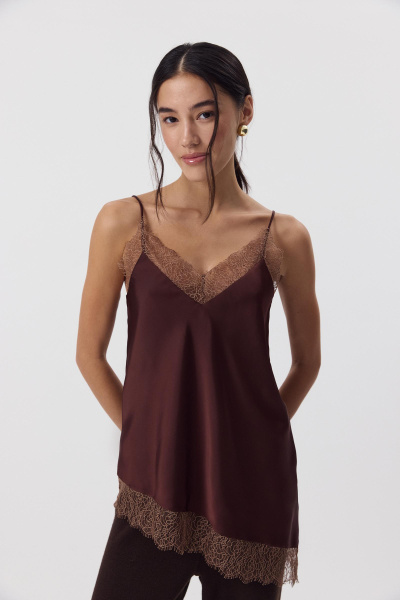 Топ с кружевом (Шоколадный) (M) 
