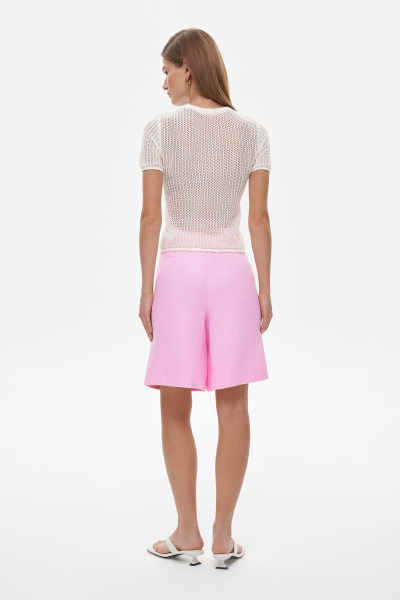 Футболка ажурной вязки из хлопка (L, молочный) 2207