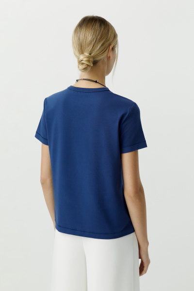 Футболка базовая из хлопка (темно-синий) (L) 