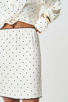 Юбка из сатина в горох (ванильный)