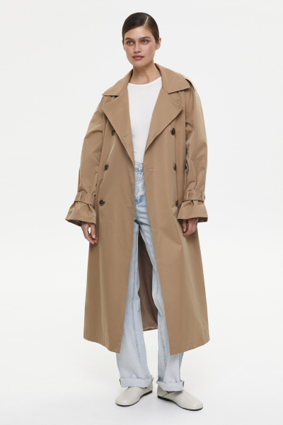 Тренч оверсайз (one size, бежевый) 