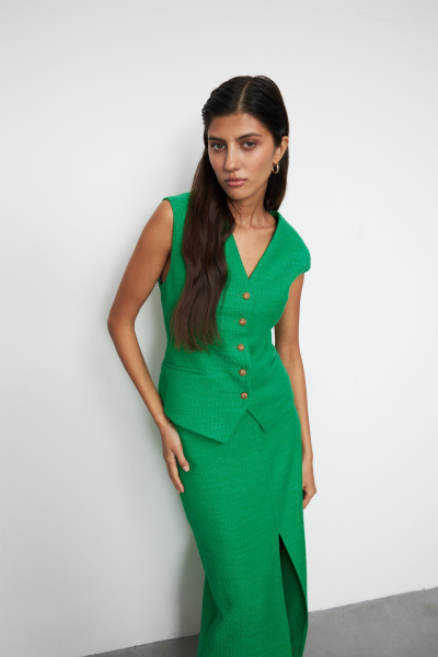 Жилет из твида (XS, травяной) 