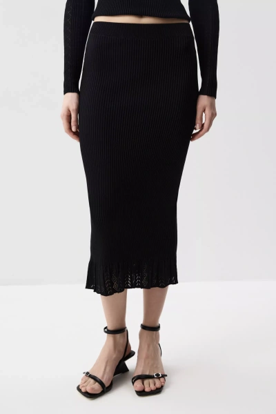 Юбка с ажурным рисунком (Черный) (XS)