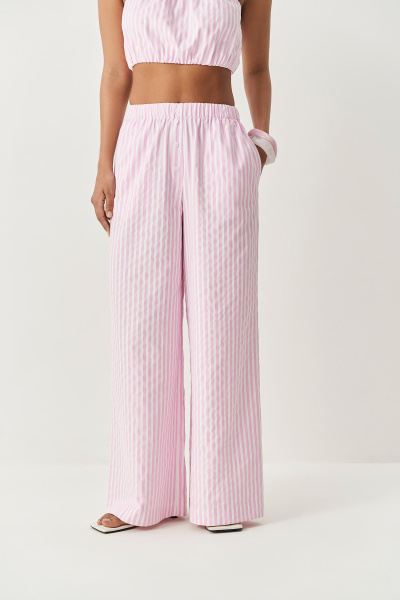 Брюки полоска с гульфиком (розовый) (XS)