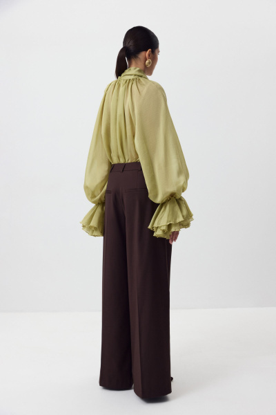 Блуза с бантом из тенсела (оливковый) (M/L) 