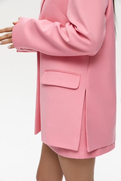 Пиджак оверсайз с боковыми разрезами (S, розовый) 