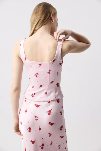 Топ корсетный (Цветы на светло-розовом) (M) 