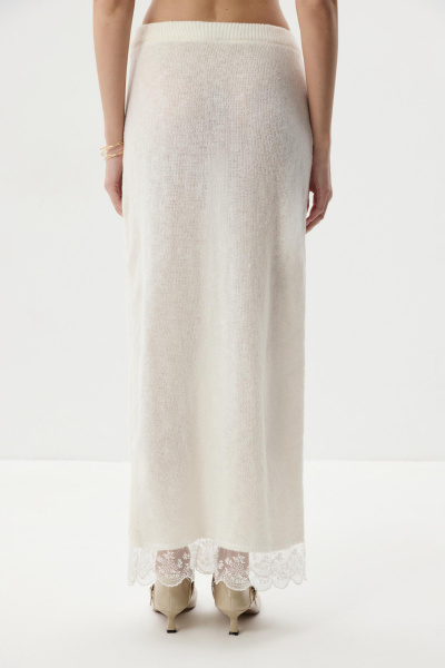 Юбка прямая с ажурным кружевом (Молочный) (M) 